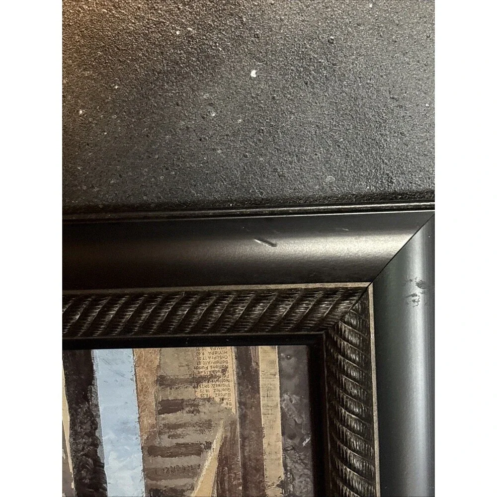 Sailboat Print in Dark Black Rope Edge Frame 16x20 San Francisco Nautical Glass